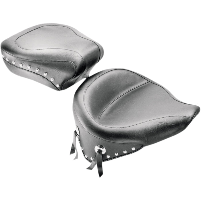 MUSTANG 0802-0483 76179 Wide Vintage Solo Seat - Wide Studded Solo Seat - FLST '08-'17