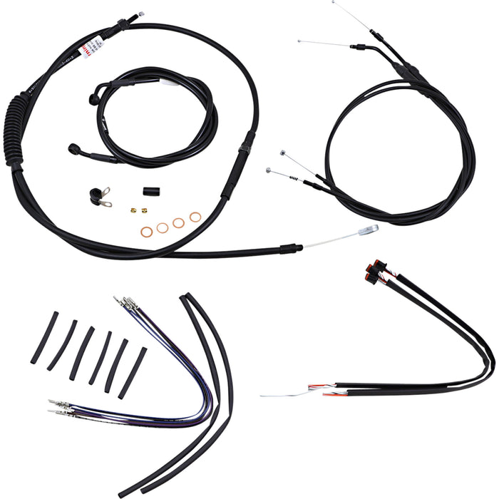 BURLY BRAND 0610-1658 B30-1108 Complete Black Vinyl Handlebar Cable/Line Kit for Ape Hanger Handlebars - 16"