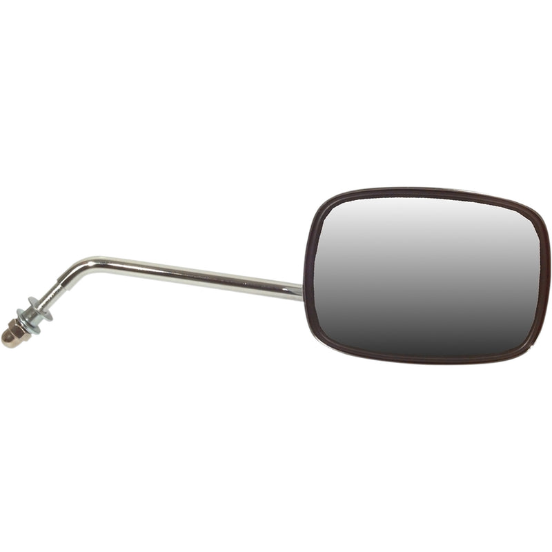 Emgo Die-Cast Chrome Custom Mirror — Short Side View Plain Face Rectangle Short Stem Right Bolt-On Each - 20-21713