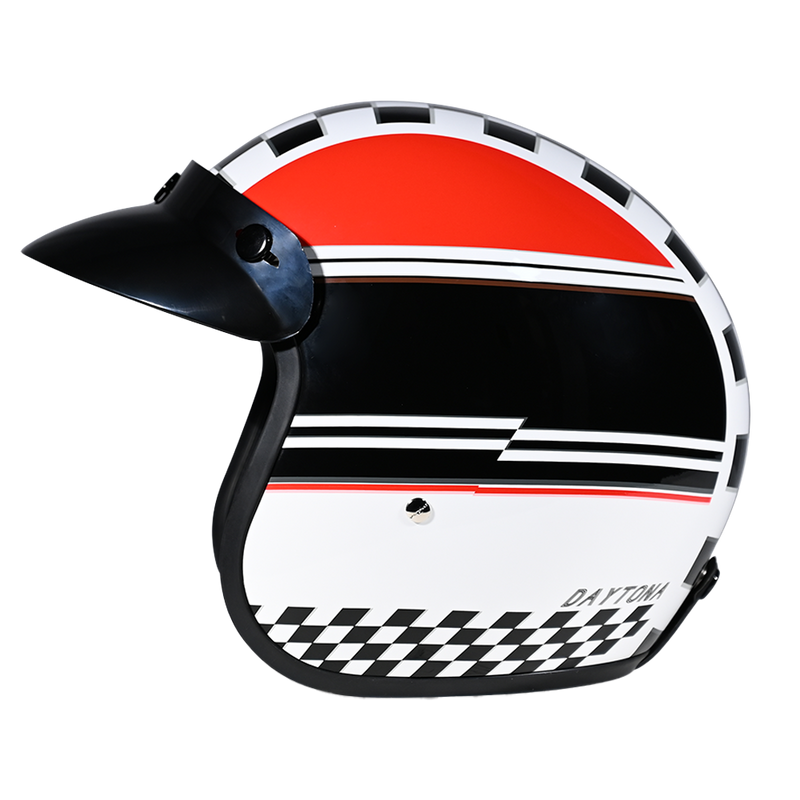 DOT Approved Daytona Cruiser Open Face Motorcycle Helmet - Men, Women & Youth - With Visor & Graphics - W/ Daytona Classic