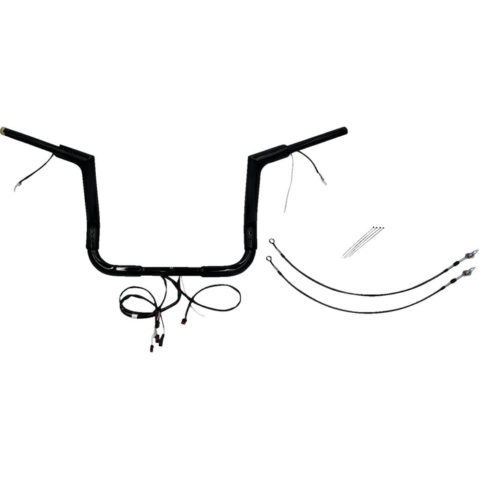 FAT BAGGERS INC. 0601-6066 601212-B EZ Install Wired 1-1/2" Flat Top Handlebar Kit - 12" - Black