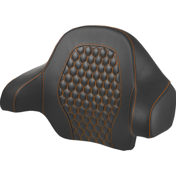 SADDLEMEN 0822-0595 814-07-15103 - Tour Pack Backrest Pad - Honeycomb - Orange Stitching - FL 14-24