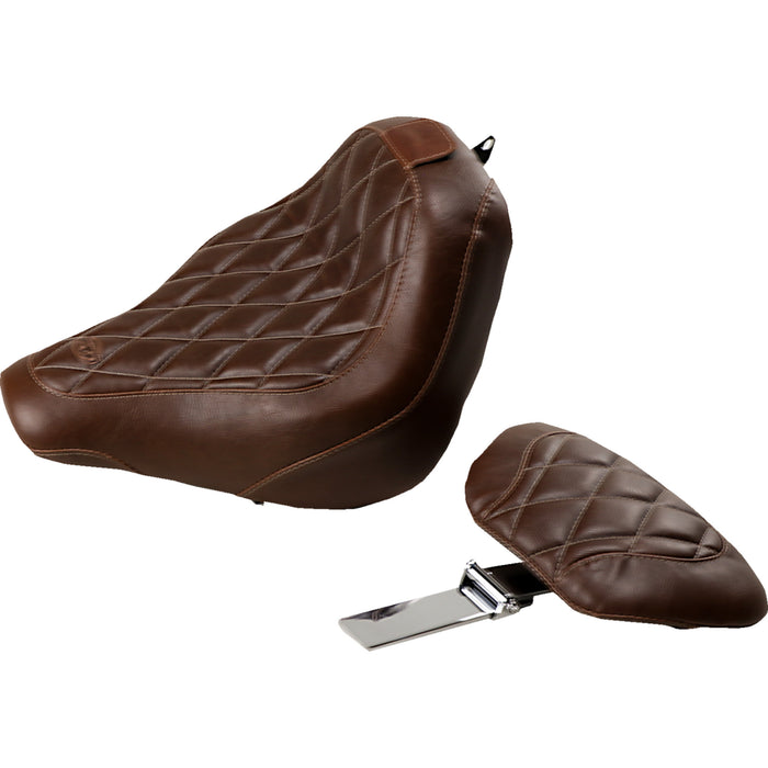 MUSTANG 0802-1239 83031 Wide Tripper™ Solo Seat - with Backrest - Diamond - Brown