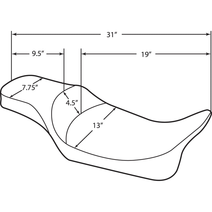 (OPEN BOX) DRAG SPECIALTIES 0801-1005 Extended Reach 2-Up Predator Seat - Mild Stitched - Driver's Backrest - FL '08-'22