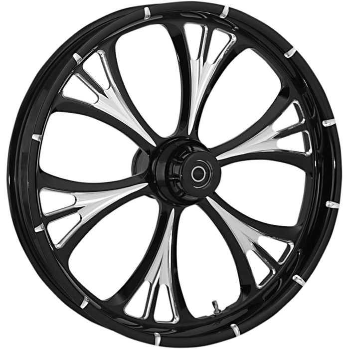 RC COMPONENTS 0201-2108 21350-9017-102E Majestic Eclipse One-Piece Forged Aluminum Wheel - Front - Dual Disc/without ABS - Black Eclipse - 21x3.5 - '00-'07 FLT