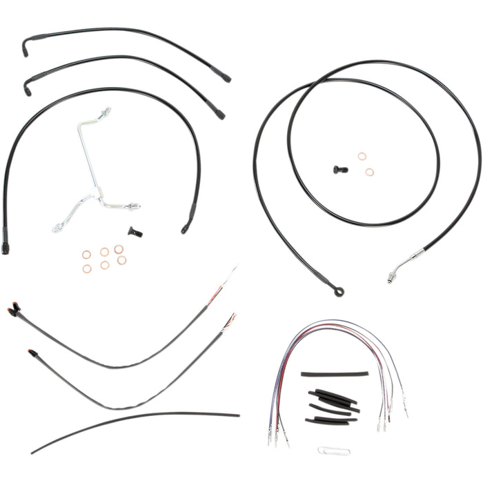 BURLY BRAND 0610-0816 B30-1114 Complete Black Vinyl Handlebar Cable/Line Kit for Ape Hanger Handlebars - 15"