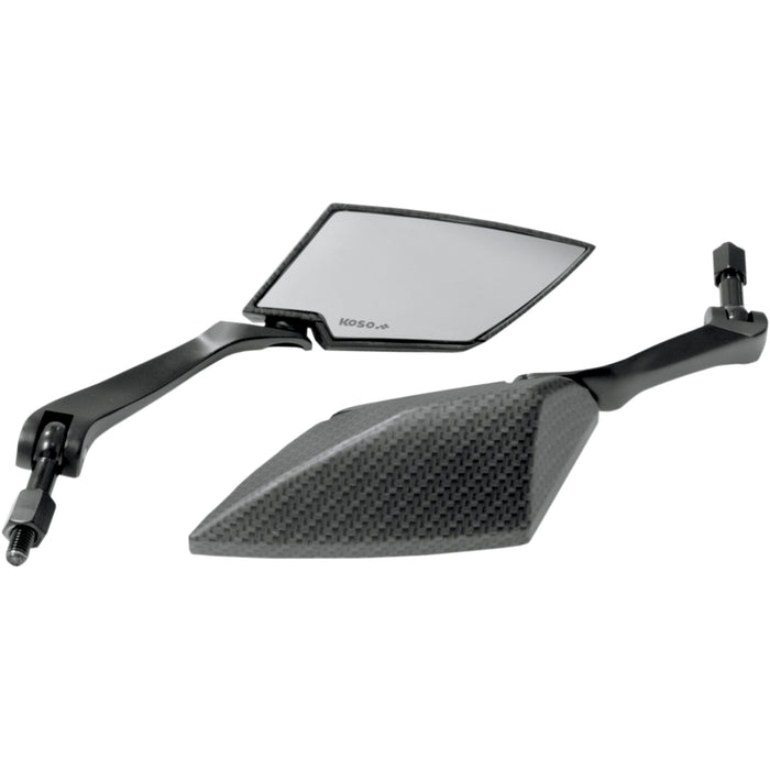 KOSO NORTH AMERICA 0640-0634 OA016CK2 TT-Style Mirrors Clear Lens Mirror - Carbon Fiber/Black
