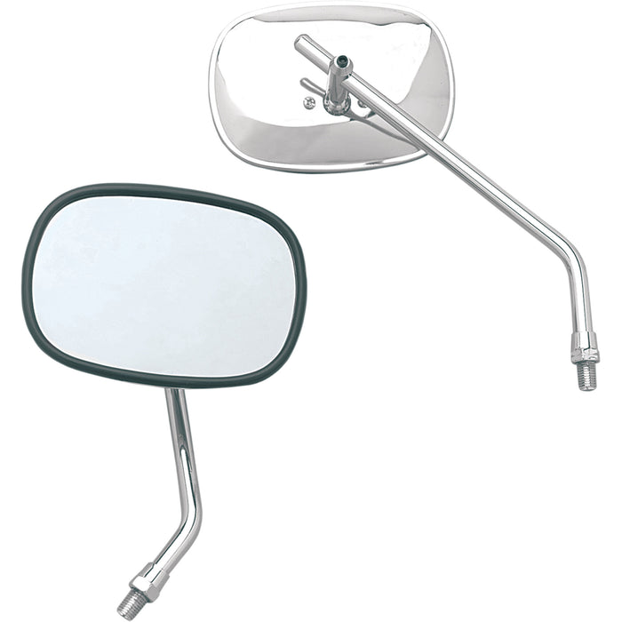 EMGO 2034900 20-34900 Universal Screw-In Stem Mirror Mirror - Stamped - Plain - Side View - Rectangle - M10 x 1.25 - Chrome - Left/Right