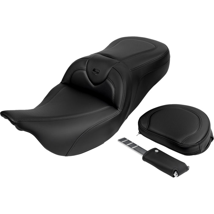 SADDLEMEN- 0801-1617 A808-07R-185BLK Roadsofa™ Standard Reach Seat-with Backrest - Carbon Fiber - Black Stitch - FL 08-19