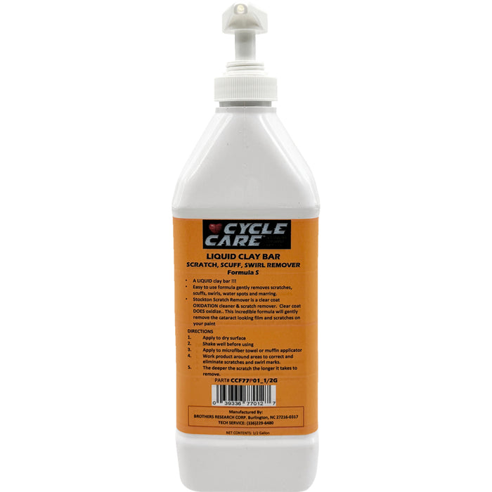 CYCLE CARE FORMULAS 3713-0109 CCF77P01_1/2G Formula S Liquid Clay Bar - Scratch, Scuff, and Swirl Remover Formula S Scratch Remover - Bag in Box - 1/2 U.S. gal.