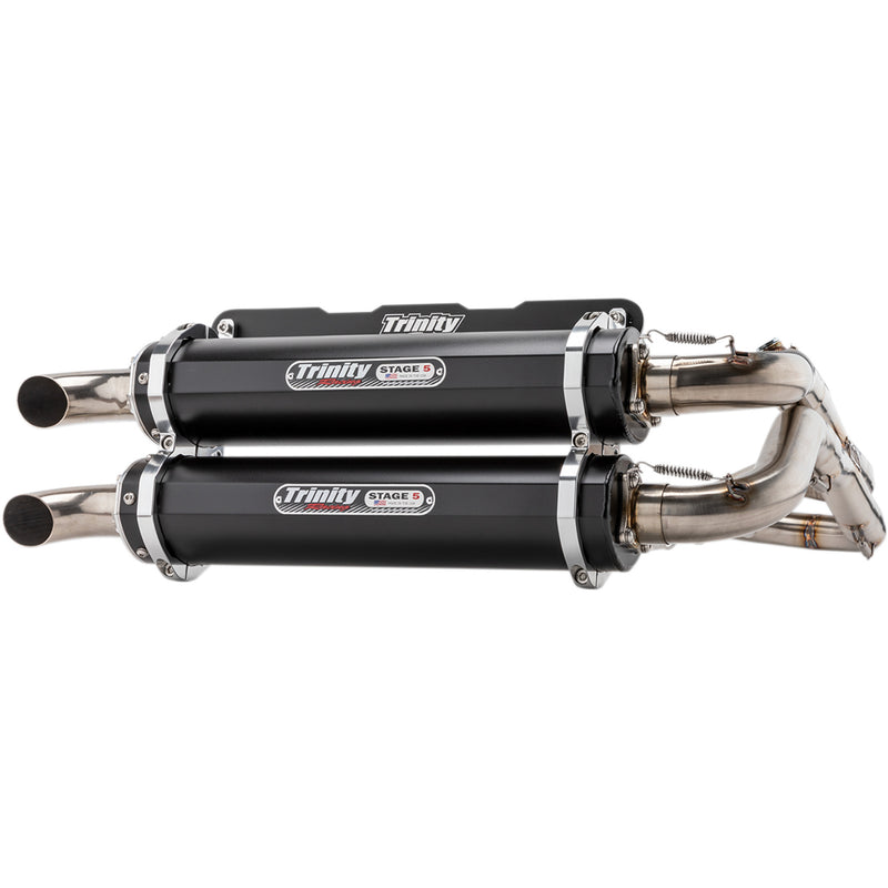 Trinity Racing Stage 5 2-Into-2 Exhaust System - TR-4166D-BK Polaris RZR 2018-2022
