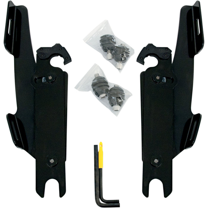 MEMPHIS SHADES 2320-0091 MEK1952 Fats/Slim Windshield Trigger-Lock Complete Mount Kit - Hardware Kit - Black - Without Lightbar - Black