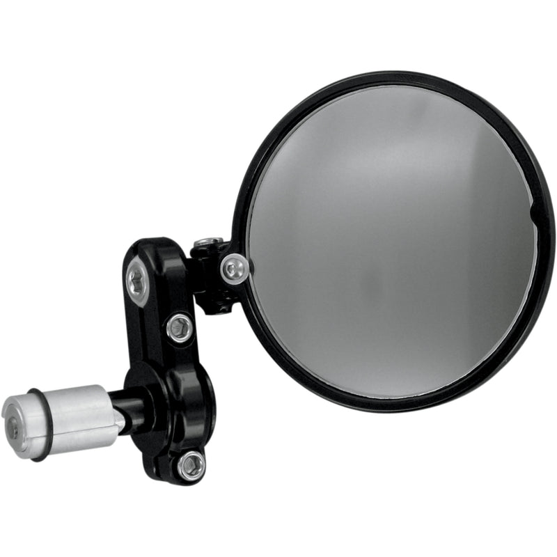 PSR 0640-0446 00-00200-22 Folding Bar End Mirror Mirror - Franco/Folded-In - Side View/Bar-End - Round - Black