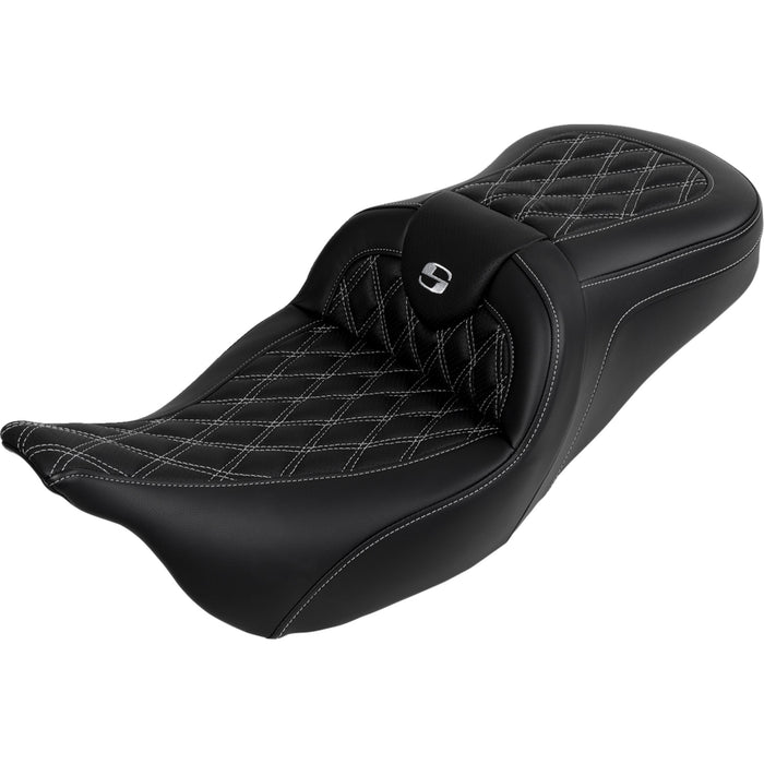 SADDLEMEN 0801-1610 A808-07R-182SIL Roadsofa™ Lattice Stitch Seat-with Backrest - Silver Stitch - FL 08-24