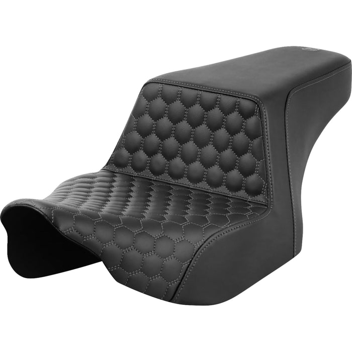 SADDLEMEN 0801-1826 823-07-17702 Honeycomb Step-Up Seat - Front Honeycomb - Gray Stitching - FL '23-'24