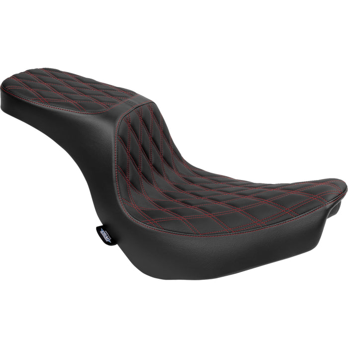 DRAG SPECIALTIES 0802-1637 Performance Predator 2-Up Seat - Vinyl - Double Diamond - Red Stitching - FLSB/FXLRS '18-'24