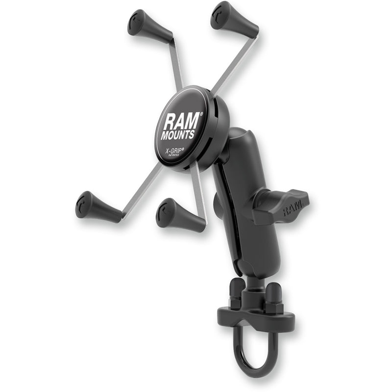RAM MOUNTS 0636-0122 RAMB149Z-UN10U Handlebar Rail Mount with U-Bolt Base and Universal X-Grip® Cradle Device Cradle - X-Grip® - Large - U-Bolt