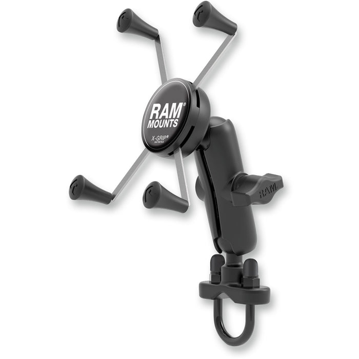 RAM MOUNTS 0636-0122 RAMB149Z-UN10U Handlebar Rail Mount with U-Bolt Base and Universal X-Grip® Cradle Device Cradle - X-Grip® - Large - U-Bolt