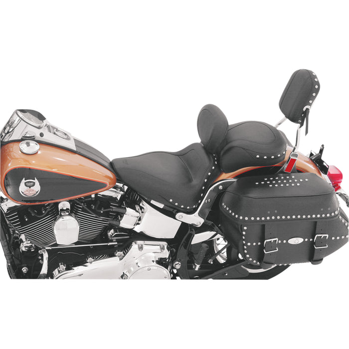 MUSTANG 0802-0495 79489 Studded Sport Solo Seat with Backrest - Driver's Backrest - FLST '05-'15