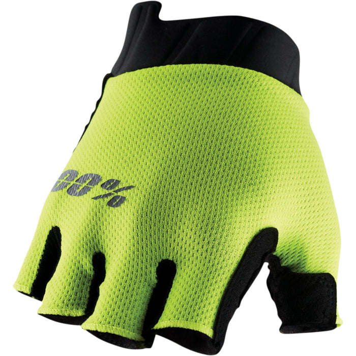 100% Exceeda Gloves Gel Short Finger - Fluorescent Yellow