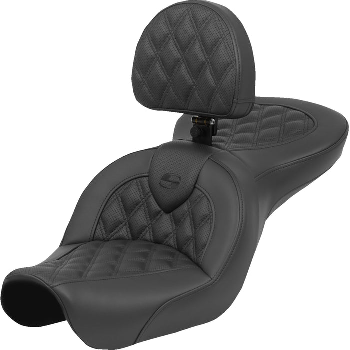 SADDLEMEN 0803-0731 804-04-182 ™ Lattice Stitch Seat Roadsofa™ Seat - with Backrest - FXD '04-'05