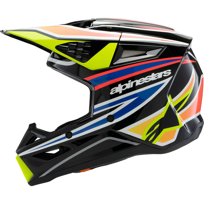 ALPINESTARS Youth SM3 Wurx Helmet - Gloss Black/Yellow Fluo/Blue/Red