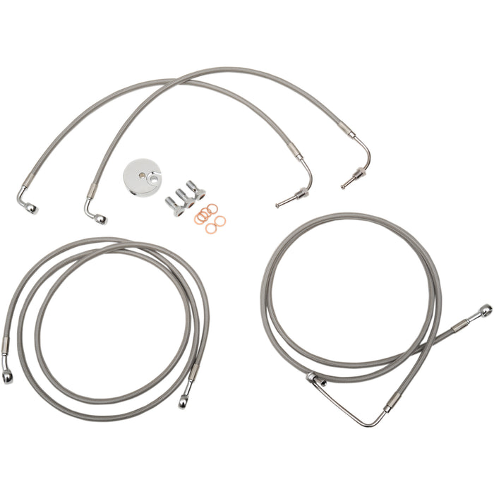LA CHOPPERS 1741-3929 LA-8050B13 Stainless Steel Brake Line Kit Brake Lines - 12" - 14" Ape Hanger Handlebars - Stainless Steel