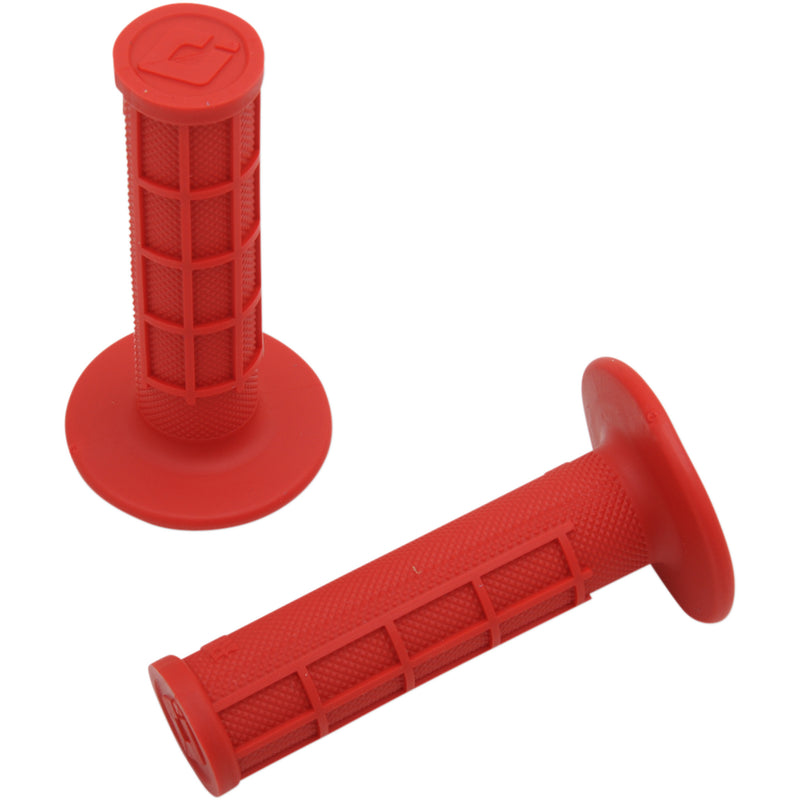 ODI 0630-0874 H01RFR Ruffian MX Half Waffle Single-Ply Grip Grips - Ruffian - Half Waffle - Red