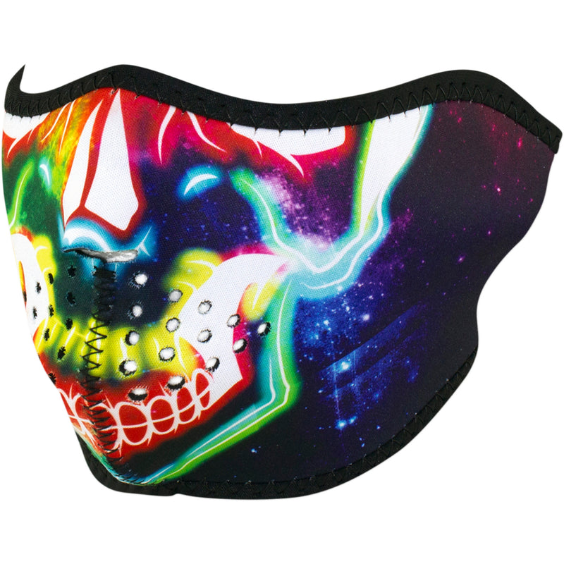 ZAN HEADGEAR 2503-0308 WNFM098H Neoprene Face Masks Neoprene Half Mask - Neon Electric Skull