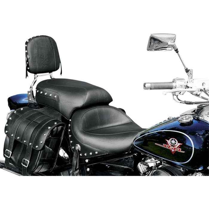 MUSTANG DS900744 75266 Wide Touring Seat Seat - Wide - Touring - Without Backrest - Two-Piece - Chrome Studded - Black w/Conchos - XV650