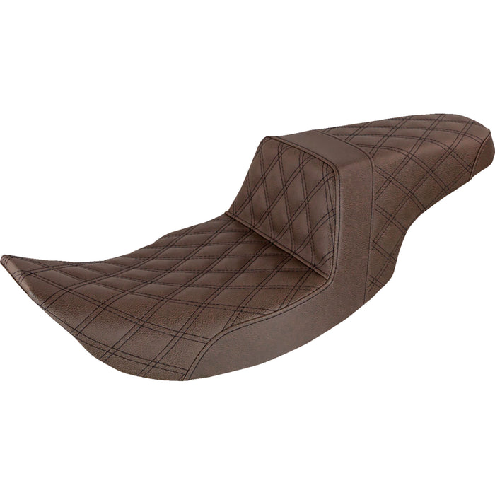 SADDLEMEN 0801-1102 897-06-175BR Step-Up Seat — Full Lattice Stitch - Brown