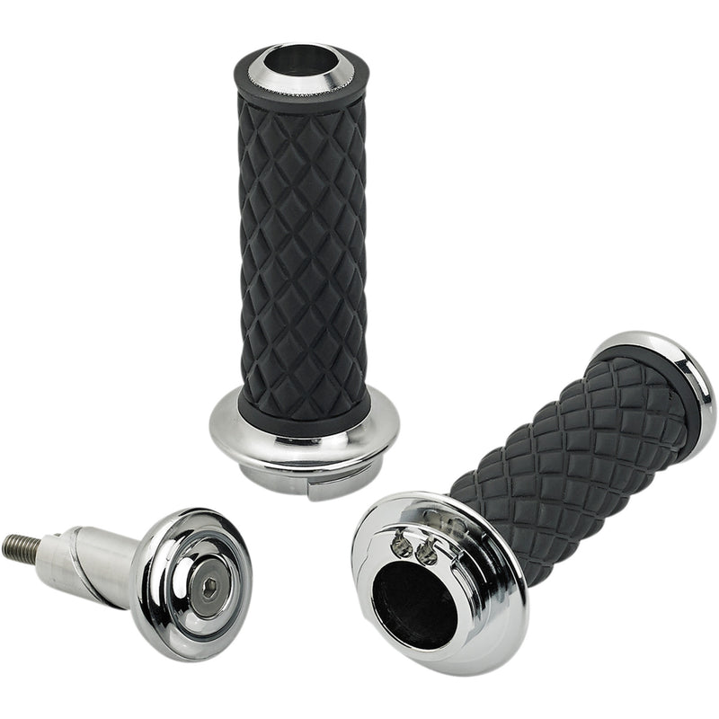 BILTWELL 0630-2321 6604-105-01 Alumicore Grips Grips - Alumicore - Dual Cable - Chrome