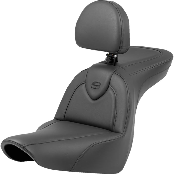 SADDLEMEN 0802-1570 818-29-187BR Roadsofa™ Standard Reach Seat - with Backrest - Black/Black Stitching - FXLR/FLSB '18-'23