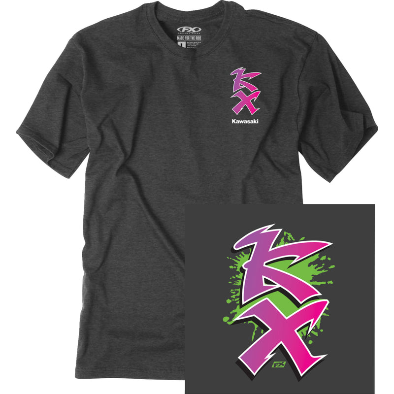 FACTORY EFFEX Kawasaki Retro KX T-Shirt Heather - Charcoal