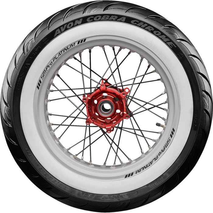 AVON 0306-0649 638159 Cobra Chrome AV92 Reinforced Tire Tire - Cobra Chrome AV92 - Rear - 180/65B16 - Wide Whitewall - 81H