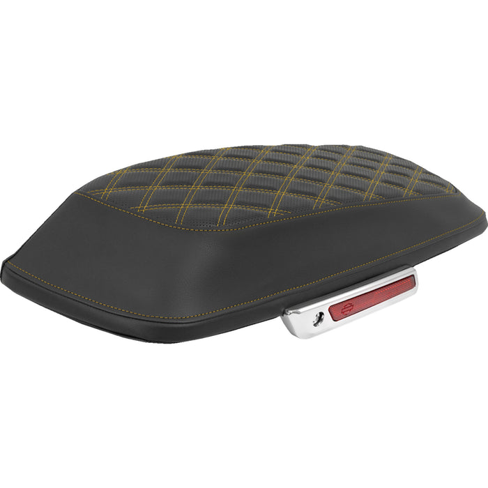 SADDLEMEN 3501-2309 L870-14-18407 Lattice Stitched Saddlebag Lid Covers Saddlebag Lid Covers - Lattice - Gold Stitch - FLH/FLT '14-'25