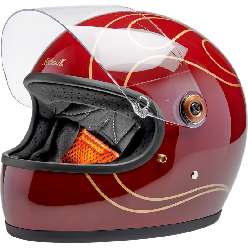 BILTWELL Gringo S Helmet Flames - Gloss Garnet Red