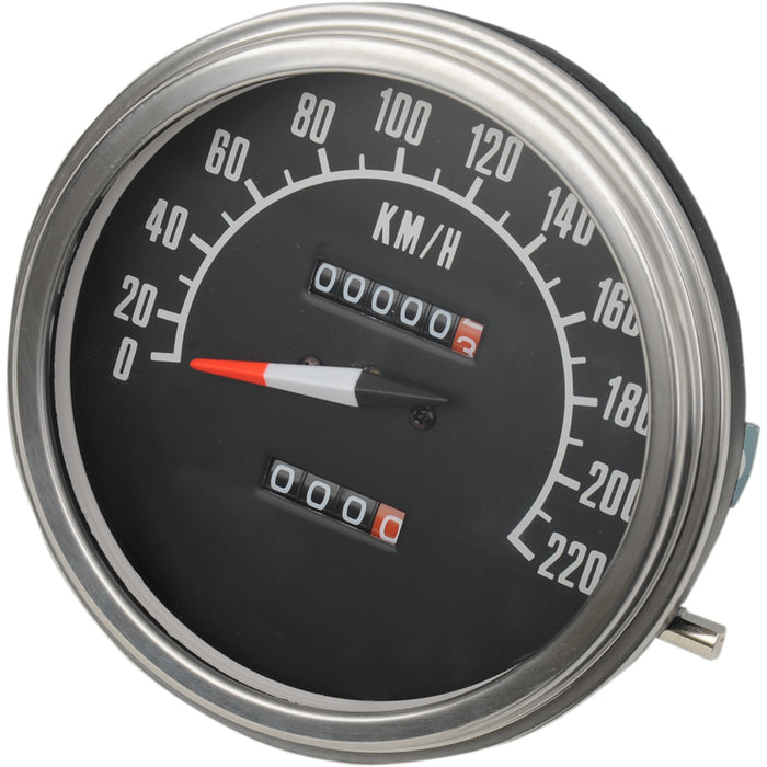 DRAG SPECIALTIES 5" FL-Style 2:1 Speedometer KPH - Black Face