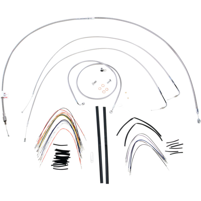 BURLY BRAND 0610-0717 B30-1056 Complete Stainless Braided Handlebar Cable/Brake Line Kit - 16" Ape Hanger Handlebars