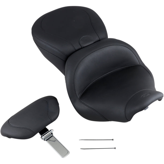 MUSTANG 0801-0696 79672 Lowdown™ 2-Up Seat - Lowdown Seat with Driver Backrest - Plain - FLHR '97-'07