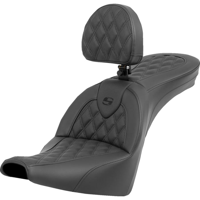 SADDLEMEN 0802-1560 818-30-182BR Roadsofa™ Lattice Stitch Seat - with Backrest - FXBB/FXST '18-'23