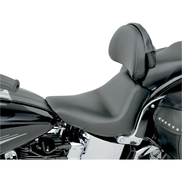 SADDLEMEN 0802-0595 806-12-0041 Heels Down Solo Seat - With Backrest - Plain - Black - FXST