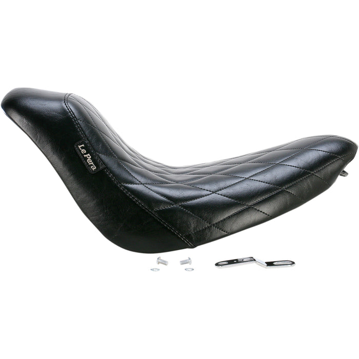 LE PERA 0802-0814 LK-007DM Bare Bones Solo Seat - Diamond Stitch - Black - Softail '06-'17