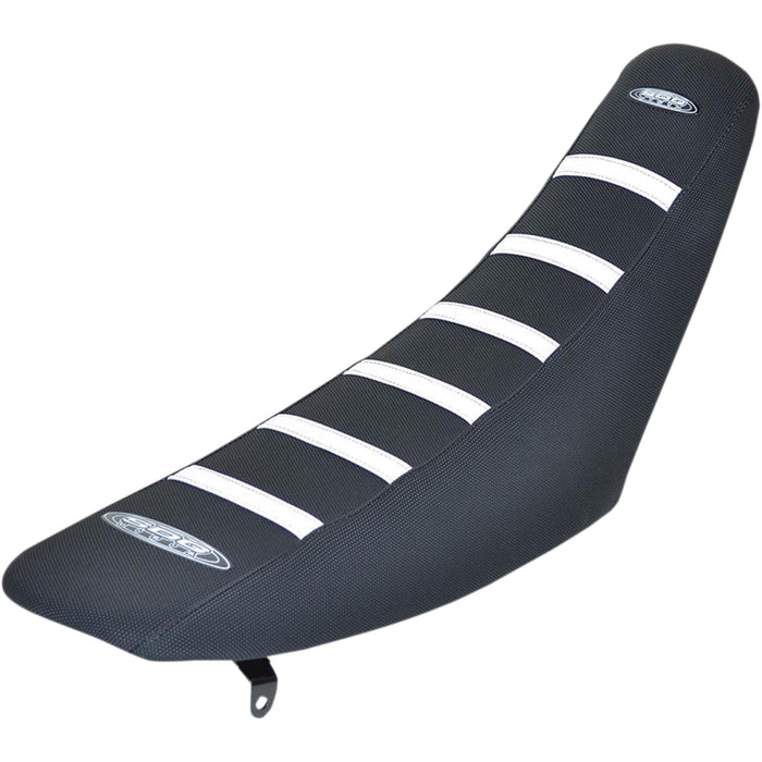 SDG 0821-1911 95938WK 6-Rib Gripper Seat Cover 6-Ribbed Seat Cover - White Ribs/Black Top/Black Sides