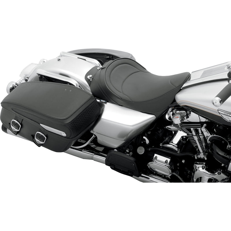 Drag Specialties Backrest Compatible Solo Seat — Mild Stitched Solo Seat Mild Stitched Driver Backrest FLH - 0801-0493 For Harley Touring 1997-2007