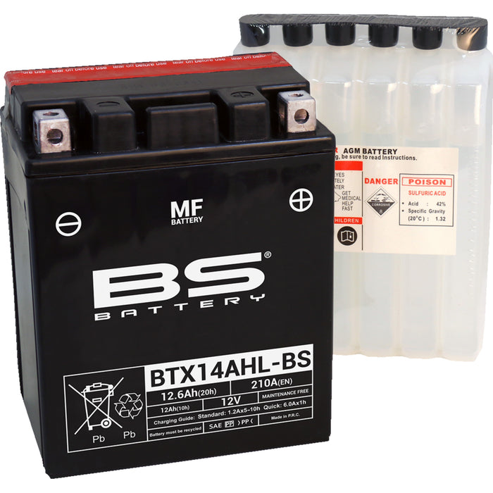 BS BATTERY 2113-0868 300607 Maintenance-Free Battery Battery - BTX14AHL-BS (YTX)