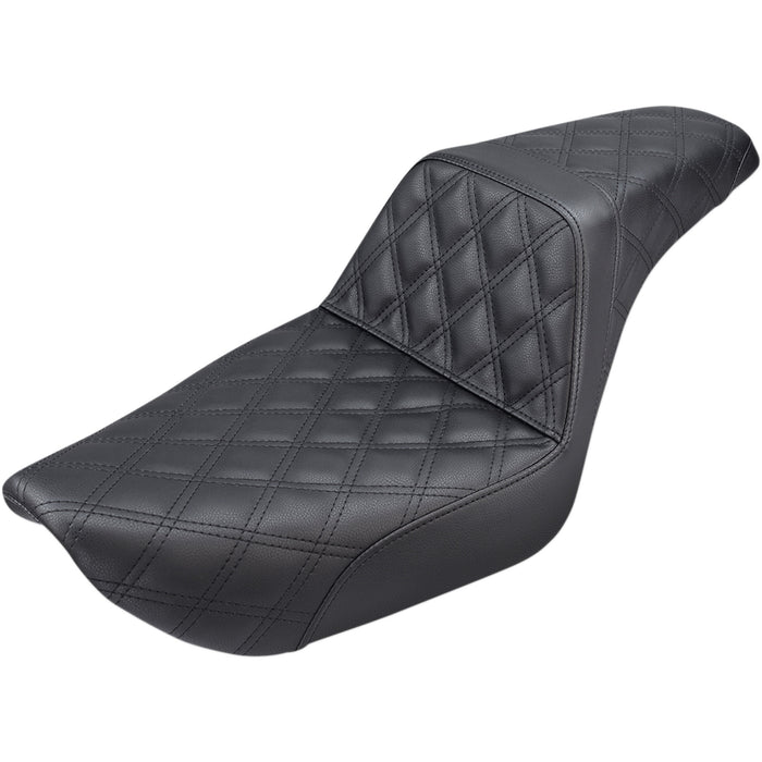 SADDLEMEN 0803-0605 896-04-175 Step-Up Seat — Full Lattice Stitch - Black - Dyna