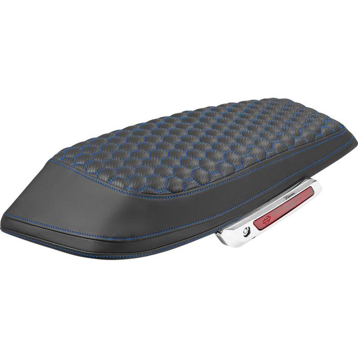 SADDLEMEN 3501-2346 L870-23-19001 Saddlebag Lid Covers honeycomb - blue stitch - flh/flt '23-'25