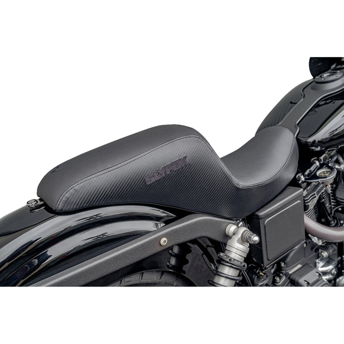 SLYFOX 0803-0746 4683A-slyfox The Drifter Seat - Black Logo - Black Vinyl w/ Slipstop - Carbon Fiber - Dyna '96-'03