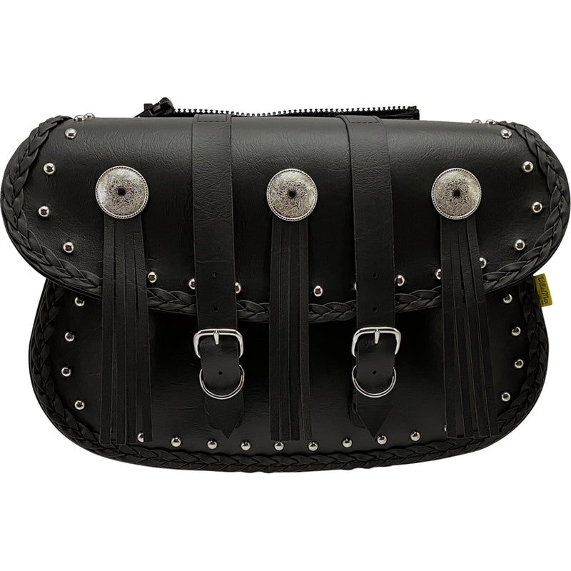 WILLIE & MAX LUGGAGE 3501-0130 58320-00 Warrior Saddlebags Warrior Saddlebag - Black - Studded - Black